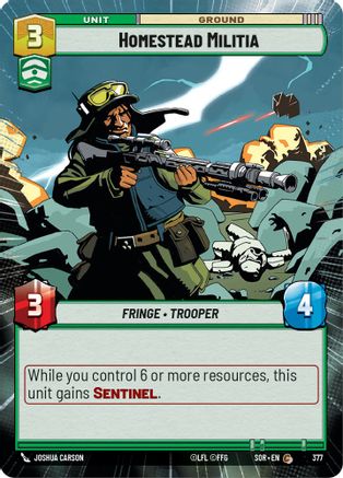 Homestead Militia (Hyperspace) (SPARK OF REBELLION) Foil - Premium Star Wars: Unlimited Single from Spark of Rebellion - Just $0.14! Shop now at Game Crave Tournament Store