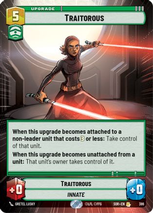 Traitorous (Hyperspace) (SPARK OF REBELLION) Foil - Premium Star Wars: Unlimited Single from Spark of Rebellion - Just $4.12! Shop now at Game Crave Tournament Store