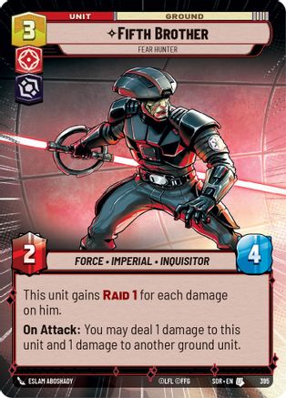 Fifth Brother - Fear Hunter (Hyperspace) (SPARK OF REBELLION) Foil - Premium Star Wars: Unlimited Single from Spark of Rebellion - Just $0.68! Shop now at Game Crave Tournament Store