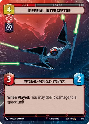 Imperial Interceptor (Hyperspace) (SPARK OF REBELLION) Foil - Premium Star Wars: Unlimited Single from Spark of Rebellion - Just $0.28! Shop now at Game Crave Tournament Store