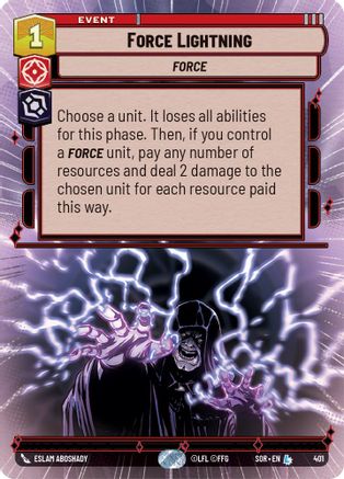 Force Lightning (Hyperspace) (SPARK OF REBELLION) - Premium Star Wars: Unlimited Single from Spark of Rebellion - Just $2.21! Shop now at Game Crave Tournament Store