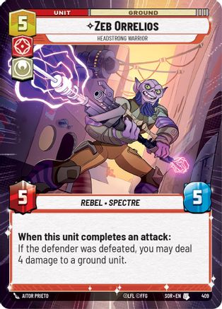 Zeb Orrelios - Headstrong Warrior (Hyperspace) (SPARK OF REBELLION) Foil - Premium Star Wars: Unlimited Single from Spark of Rebellion - Just $0.60! Shop now at Game Crave Tournament Store