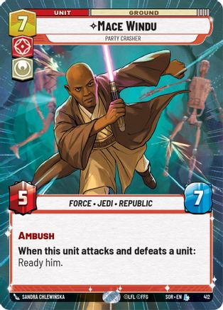 Mace Windu - Party Crasher (Hyperspace) (SPARK OF REBELLION) Foil - Premium Star Wars: Unlimited Single from Spark of Rebellion - Just $3.27! Shop now at Game Crave Tournament Store