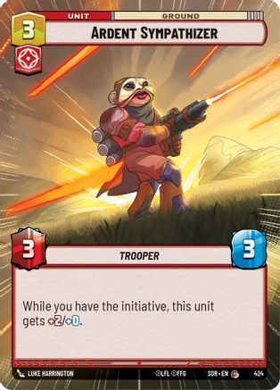 Ardent Sympathizer (Hyperspace) (SPARK OF REBELLION) Foil - Premium Star Wars: Unlimited Single from Spark of Rebellion - Just $0.10! Shop now at Game Crave Tournament Store