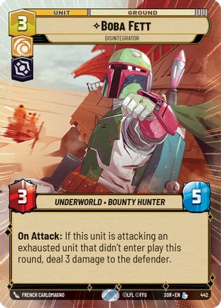 Boba Fett - Disintegrator (Hyperspace) (SPARK OF REBELLION) Foil - Premium Star Wars: Unlimited Single from Spark of Rebellion - Just $12.14! Shop now at Game Crave Tournament Store