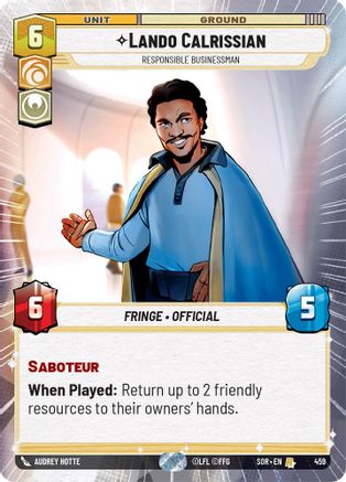 Lando Calrissian - Responsible Businessman (Hyperspace) (SPARK OF REBELLION) Foil - Premium Star Wars: Unlimited Single from Spark of Rebellion - Just $1.56! Shop now at Game Crave Tournament Store