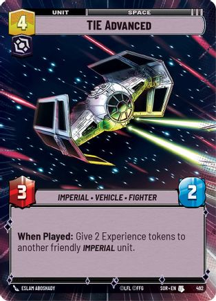 TIE Advanced (Hyperspace) (SPARK OF REBELLION) - Premium Star Wars: Unlimited Single from Spark of Rebellion - Just $0.37! Shop now at Game Crave Tournament Store