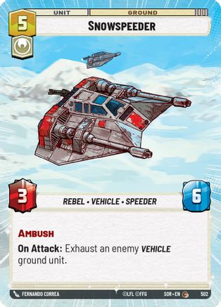 Snowspeeder (Hyperspace) (SPARK OF REBELLION) Foil - Premium Star Wars: Unlimited Single from Spark of Rebellion - Just $0.08! Shop now at Game Crave Tournament Store