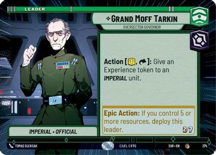 Grand Moff Tarkin - Oversector Governor (Hyperspace) (274) - Spark of Rebellion - Premium Star Wars: Unlimited Single from Spark of Rebellion - Just $0.08! Shop now at Game Crave Tournament Store