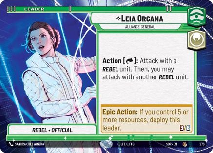Leia Organa - Alliance General (Hyperspace) (276) - Spark of Rebellion - Premium Star Wars: Unlimited Single from Spark of Rebellion - Just $0.08! Shop now at Game Crave Tournament Store