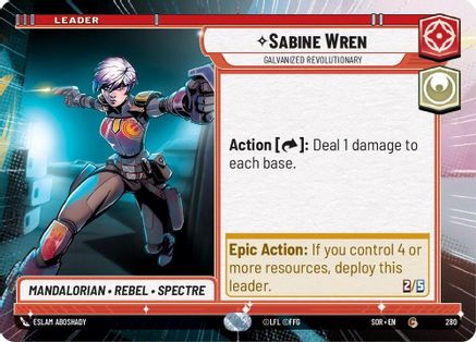 Sabine Wren - Galvanized Revolutionary (Hyperspace) (280) - Spark of Rebellion - Premium Star Wars: Unlimited Single from Spark of Rebellion - Just $0.08! Shop now at Game Crave Tournament Store