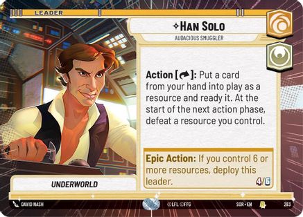 Han Solo - Audacious Smuggler (Hyperspace) (SPARK OF REBELLION) - Premium Star Wars: Unlimited Single from Spark of Rebellion - Just $0.20! Shop now at Game Crave Tournament Store