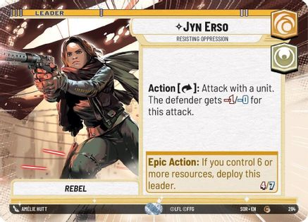 Jyn Erso - Resisting Oppression (Hyperspace) (284) - Spark of Rebellion - Premium Star Wars: Unlimited Single from Spark of Rebellion - Just $0.08! Shop now at Game Crave Tournament Store