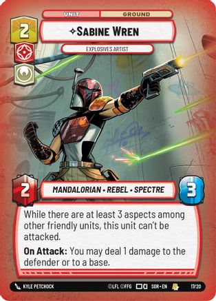Sabine Wren - Explosives Artist (SPARK OF REBELLION: WEEKLY PLAY PROMOS) Foil - Premium Star Wars: Unlimited Single from Weekly Play Promos - Just $0.86! Shop now at Game Crave Tournament Store