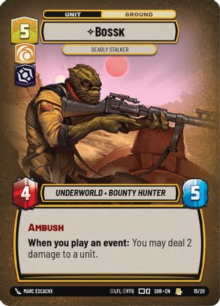 Bossk - Deadly Stalker (SPARK OF REBELLION: WEEKLY PLAY PROMOS) Foil - Premium Star Wars: Unlimited Single from Weekly Play Promos - Just $0.23! Shop now at Game Crave Tournament Store