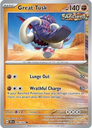 Great Tusk 96 - SV05 Temporal Forces - Premium Pokemon Single from Nintendo - Just $0.25! Shop now at Game Crave Tournament Store