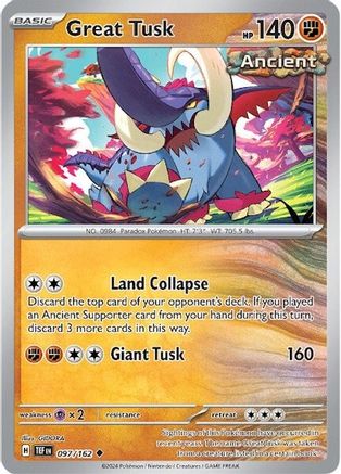 Great Tusk 97 - SV05 Temporal Forces - Premium Pokemon Single from Nintendo - Just $0.25! Shop now at Game Crave Tournament Store