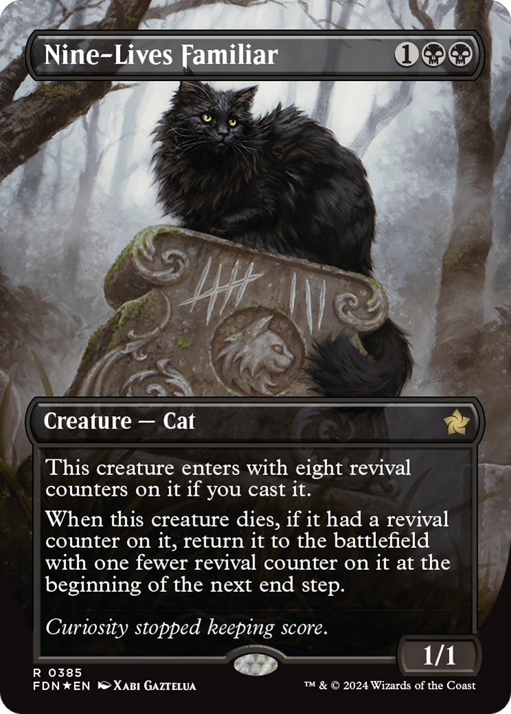 Nine-Lives Familiar (FDN-385) - Foundations (Borderless) Foil - Premium MTG Single from Wizards of the Coast - Just $17.07! Shop now at Game Crave Tournament Store