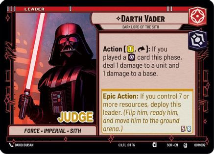 Darth Vader - Dark Lord of the Sith (JUDGE PROMOS) Foil - Premium Star Wars: Unlimited Single from Judge Promos - Just $1.11! Shop now at Game Crave Tournament Store