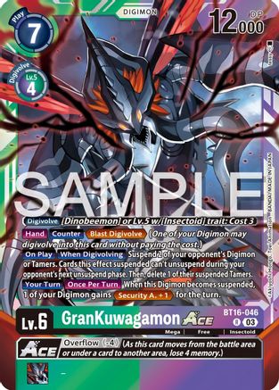 GranKuwagamon ACE (BT16-046) - Beginning Observer Foil - Premium Digimon Single from Bandai - Just $0.53! Shop now at Game Crave Tournament Store