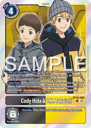 Cody Hida & T.K. Takaishi (BT16-088) - Beginning Observer Foil - Premium Digimon Single from Bandai - Just $0.25! Shop now at Game Crave Tournament Store