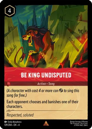 Be King Undisputed (129/204) - Ursulas Return - Premium Lorcana Single from Ursula's Return - Just $0.28! Shop now at Game Crave Tournament Store