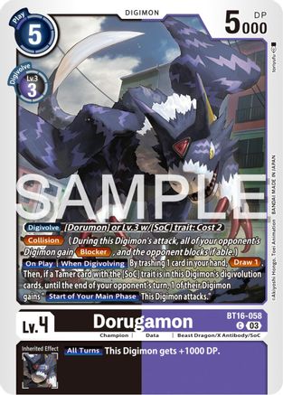 Dorugamon (BT16-058) - Beginning Observer - Premium Digimon Single from Bandai - Just $0.76! Shop now at Game Crave Tournament Store