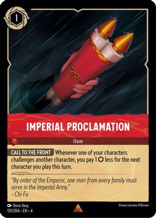 Imperial Proclamation (131/204) - Ursulas Return Cold Foil - Premium Lorcana Single from Ursula's Return - Just $0.44! Shop now at Game Crave Tournament Store