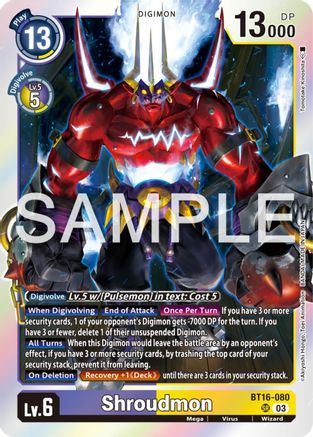 Shroudmon (BT16-080) - Beginning Observer Foil - Premium Digimon Single from Bandai - Just $0.77! Shop now at Game Crave Tournament Store