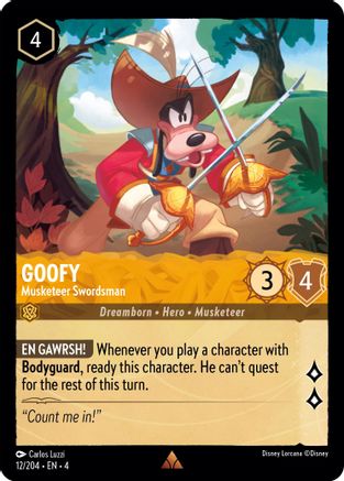 Goofy - Musketeer Swordsman (12/204) - Ursulas Return - Premium Lorcana Single from Ursula's Return - Just $0.25! Shop now at Game Crave Tournament Store