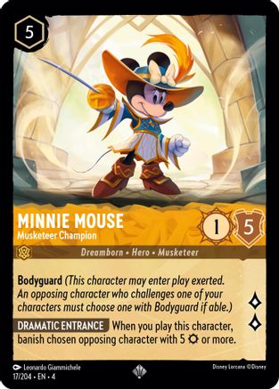 Minnie Mouse - Musketeer Champion (17/204) - Ursulas Return - Premium Lorcana Single from Ursula's Return - Just $0.25! Shop now at Game Crave Tournament Store