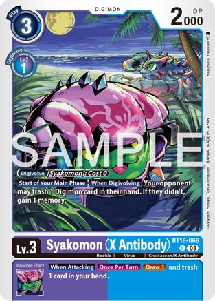 Syakomon (X Antibody) (BT16-066) - Beginning Observer - Premium Digimon Single from Bandai - Just $0.25! Shop now at Game Crave Tournament Store