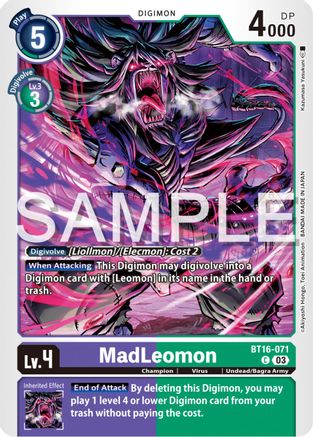 MadLeomon (BT16-071) - Beginning Observer - Premium Digimon Single from Bandai - Just $0.25! Shop now at Game Crave Tournament Store