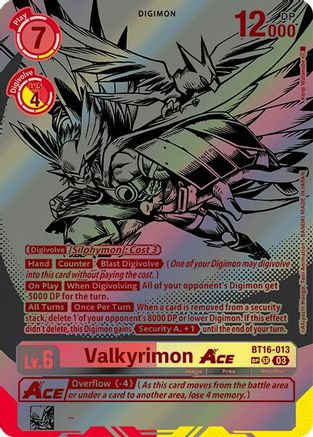 Valkyrimon ACE (Textured) (BT16-013) - Beginning Observer Foil - Premium Digimon Single from Bandai - Just $156.69! Shop now at Game Crave Tournament Store