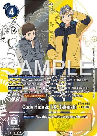 Cody Hida & T.K. Takaishi (Alternate Art) (BT16-088) - Beginning Observer Foil - Premium Digimon Single from Bandai - Just $16.06! Shop now at Game Crave Tournament Store