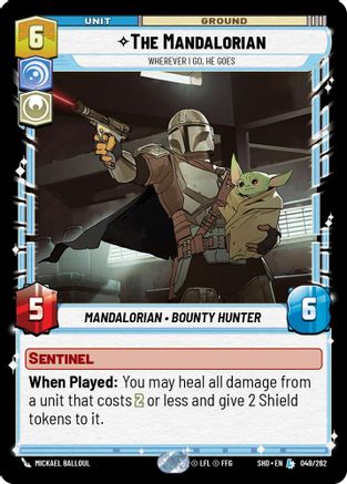 The Mandalorian - Wherever I Go, He Goes (049/262) - Shadows of the Galaxy Foil - Premium Star Wars: Unlimited Single from Shadows of the Galaxy - Just $1.52! Shop now at Game Crave Tournament Store