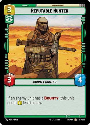 Reputable Hunter (117/262) - Shadows of the Galaxy Foil - Premium Star Wars: Unlimited Single from Shadows of the Galaxy - Just $0.08! Shop now at Game Crave Tournament Store