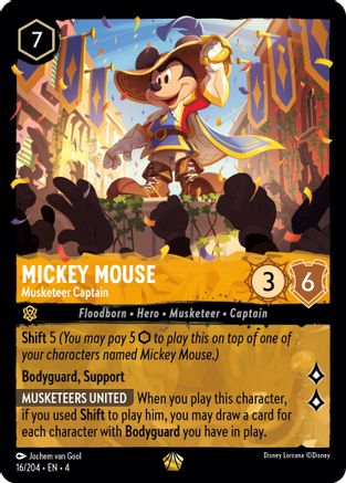 Mickey Mouse - Musketeer Captain (16/204) - Ursulas Return Cold Foil - Premium Lorcana Single from Ursula's Return - Just $1.36! Shop now at Game Crave Tournament Store