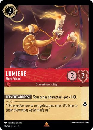 Lumiere - Fiery Friend (113/204) - Ursulas Return Cold Foil - Premium Lorcana Single from Ursula's Return - Just $2! Shop now at Game Crave Tournament Store