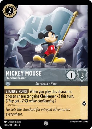 Mickey Mouse - Standard Bearer (188/204) - Ursulas Return Cold Foil - Premium Lorcana Single from Ursula's Return - Just $0.25! Shop now at Game Crave Tournament Store