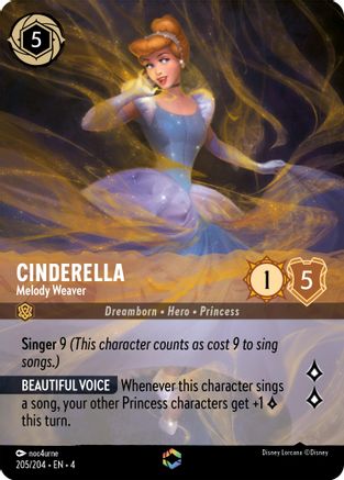 Cinderella - Melody Weaver (Enchanted) (205/204) - Ursulas Return Holofoil - Premium Lorcana Single from Ursula's Return - Just $40.38! Shop now at Game Crave Tournament Store