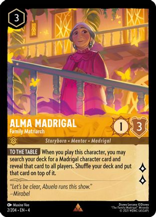 Alma Madrigal - Family Matriarch (2/204) - Ursulas Return - Premium Lorcana Single from Ursula's Return - Just $0.26! Shop now at Game Crave Tournament Store