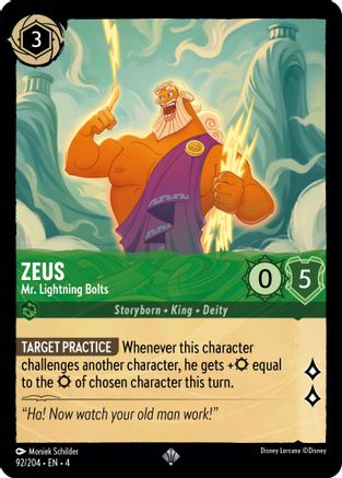 Zeus - Mr. Lightning Bolts (92/204) - Ursulas Return - Premium Lorcana Single from Ursula's Return - Just $0.25! Shop now at Game Crave Tournament Store