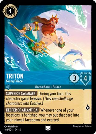 Triton - Young Prince (160/204) - Ursulas Return - Premium Lorcana Single from Ursula's Return - Just $0.25! Shop now at Game Crave Tournament Store