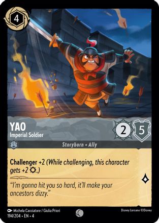 Yao - Imperial Soldier (194/204) - Ursulas Return - Premium Lorcana Single from Ursula's Return - Just $0.25! Shop now at Game Crave Tournament Store