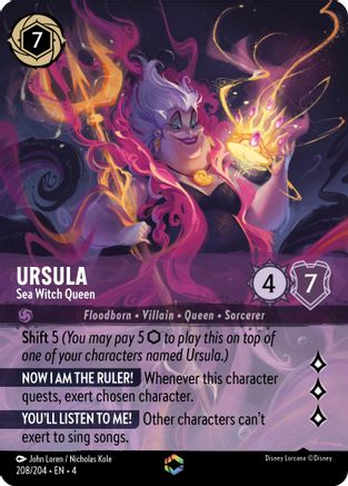 Ursula - Sea Witch Queen (Enchanted) (208/204) - Ursulas Return Holofoil - Premium Lorcana Single from Ursula's Return - Just $44.33! Shop now at Game Crave Tournament Store