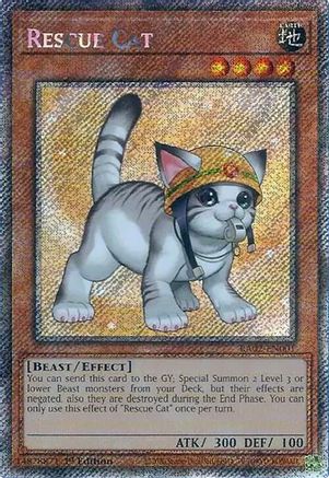 Rescue Cat (Alternate Art) (Platinum Secret Rare) (RA02-EN001) - 25th Anniversary Rarity Collection II 1st Edition - Premium Yugioh Single from Konami - Just $0.57! Shop now at Game Crave Tournament Store
