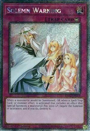Solemn Warning (Platinum Secret Rare) (RA02-EN078) - 25th Anniversary Rarity Collection II 1st Edition - Premium Yugioh Single from Konami - Just $1.91! Shop now at Game Crave Tournament Store