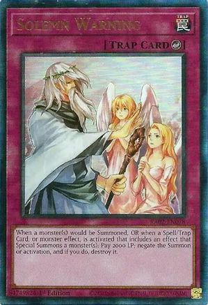 Solemn Warning (PUR) (RA02-EN078) - 25th Anniversary Rarity Collection II 1st Edition - Premium Yugioh Single from Konami - Just $0.85! Shop now at Game Crave Tournament Store