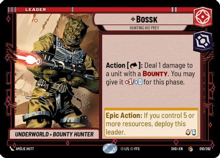 Bossk - Hunting His Prey (010/262) - Shadows of the Galaxy - Premium Star Wars: Unlimited Single from Shadows of the Galaxy - Just $0.08! Shop now at Game Crave Tournament Store